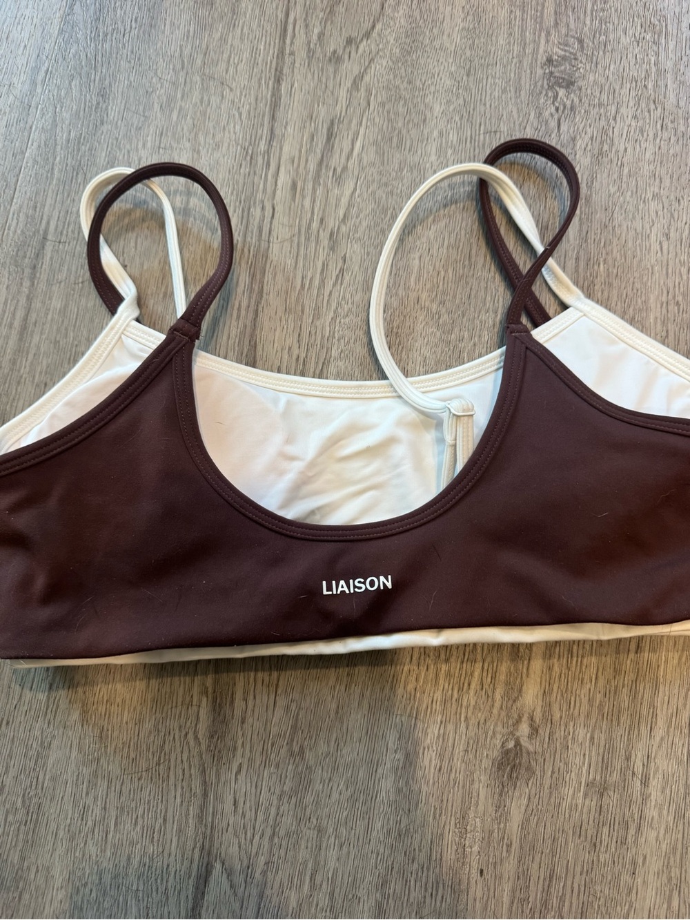 Liaison Women's Double-Layer Bralette in Brown and Cream